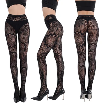 27 stili collant calze da donna sexy collant di pizzo leggings gotico lolita giapponese scavato sottile punk retrò calza nera 1