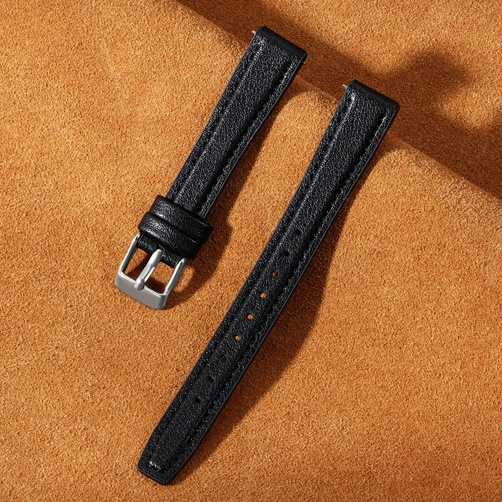 Elegant Universal Leather-Silicone Ultra-Thin Watch Band with Pin Clasp
