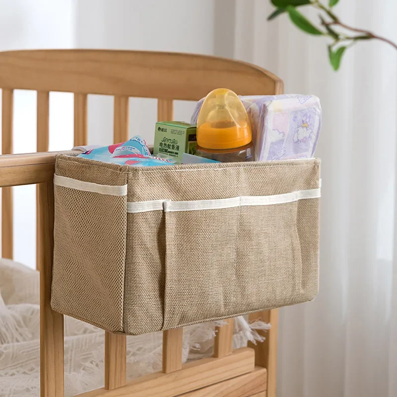 Sac de rangement en toile pour berceau de bébé, sac de rangement suspendu  pour bébé, organisateur de lit de bébé polyvalent, couche-culotte suspendue  en tissu de jouet