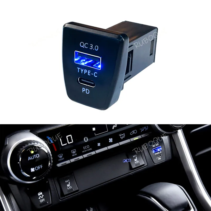 Panneau Chargeur Voiture Hsthe Sea Avec Ports USB QC3.0 Et PD Type C, Voltmètre LED, Pour 12V/24V - Camping-car, Bateau
