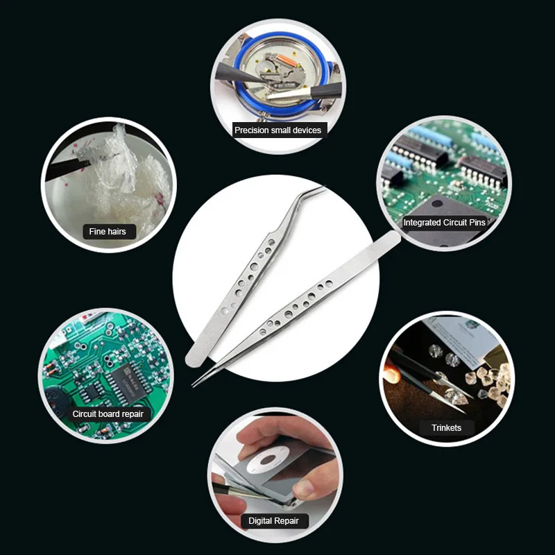 Industrial Precision Tweezers Anti-static Magnetic Stainless Steel Tweezers Set For Electronics Soldering Maintenance Hand Tools precision tweezers