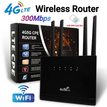 4G Wireless Router 300Mbps 4G LTE CPE Router Modem 4 External Antennas Power Signal Booster Hotspot with SIM Card Slot for Home 1