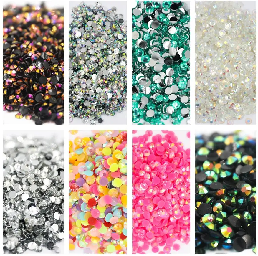 

Big Package 2-6mm Resin Flatback Crystal стразы AB Silver bottom Resin Non hotfix Rhinestones Plastic Nail Art Strass Garment