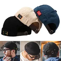 1pc Vintage Beanie Hats Spring Autumn Landlord Hat Streetwear Hip Hop Brimless Hat Corduroy Docker Cap Street Wear 2