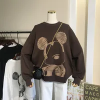 Disney Cartoon Mickey Print Long Sleeved Sweatshirt For Women Autumn And Winter New Trendy Loose Casual Versatile Round Neck Top 1