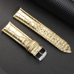 Calfskin Leather Watch Strap with Solid Buckle - Premium Watch Accessory - 22mm (Gold)