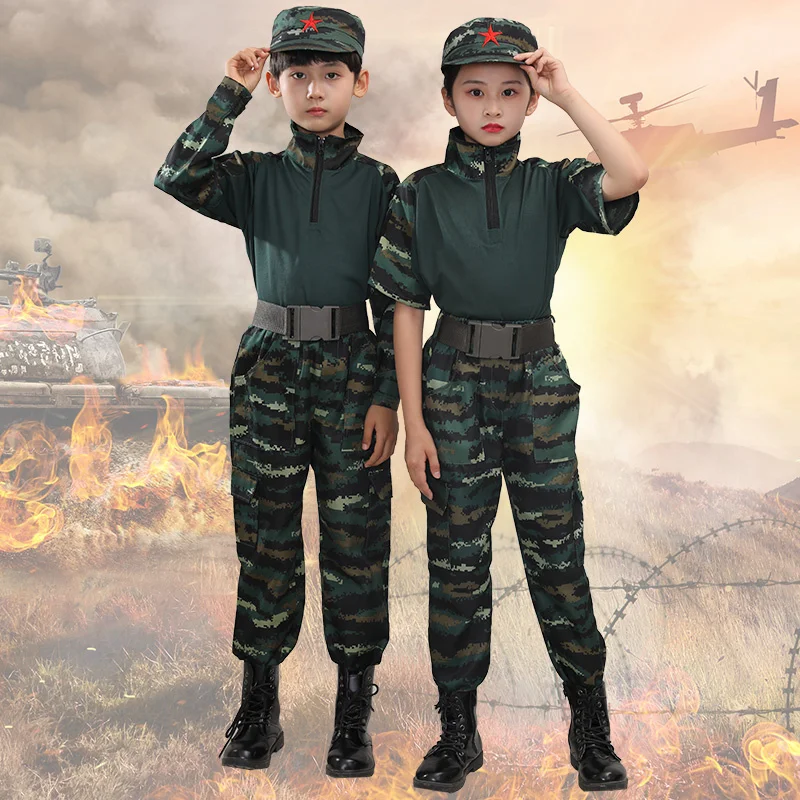 Camouflage Clothing Children Kid Boy Girl Tracksuit Military Uniforms Outdoor Camping Camouflage Suit Hunting Fitness Training