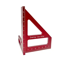Premium Aluminum Alloy Red Miter Triangle Ruler - Versatile Woodworking Square Protractor and 3D Layout Tool (Red)