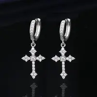 2024 Korean Wave New Ricky Same Classic Cross Earrings Fashion Zircon Men's Vintage Jewelry Accessories Gift 2