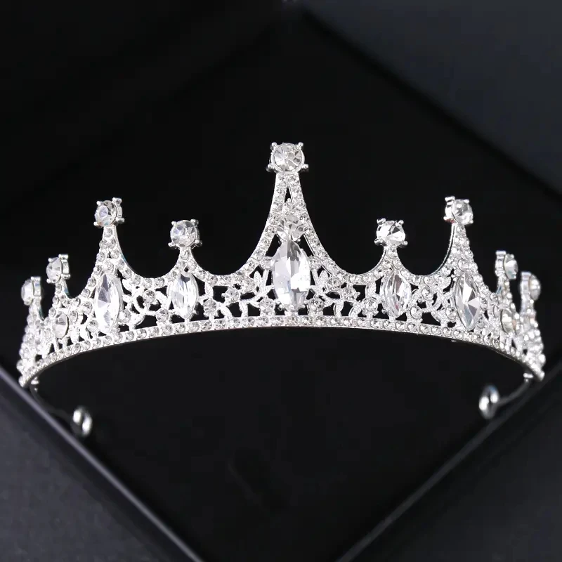 Silberne Kristall Braut Tiara und Krone Stirnband für Frauen Braut Party Strass Abschluss ball Diadem Hochzeit Braut Haarschmuck – Detail 16