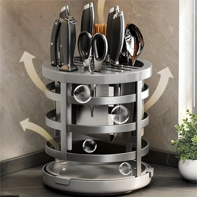 360 °Rotation Stainless Steel Knife Holder Stand for Knives Kitchen ...
