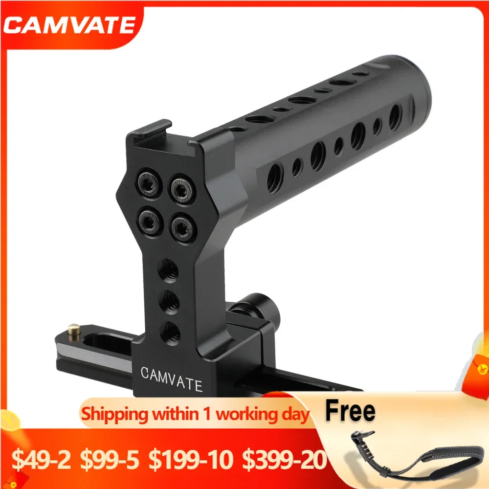 

CAMVATE QR верхняя ручка с рельсой безопасности 100 мм NATO + адаптер крепления холодного башмака для DSLR камеры клетки Rig Support System