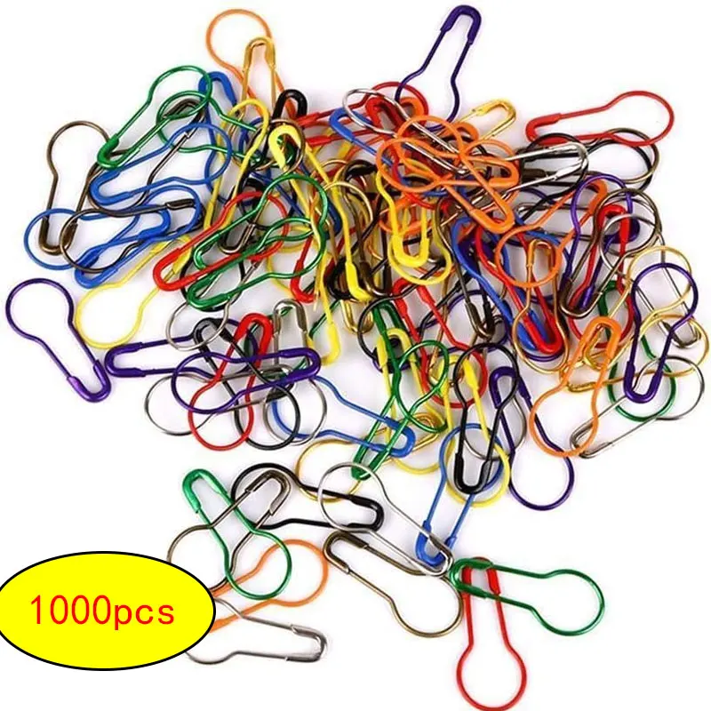 

1000Pcs Crocheting Safety Pins Metal Clips Silver Marker Tag Gourd Pins Safe Craft Knitting Cross Stitch DIY Sewing Accessories