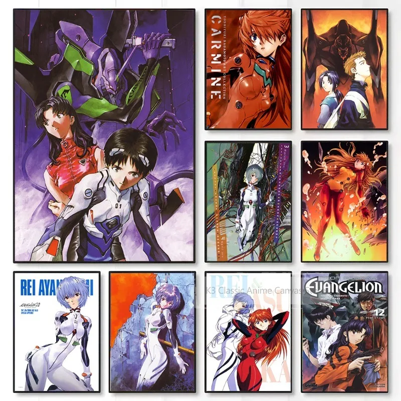 Vintage Anime Neon Genesis Evangelion Aesthetic Canvas Wall Art