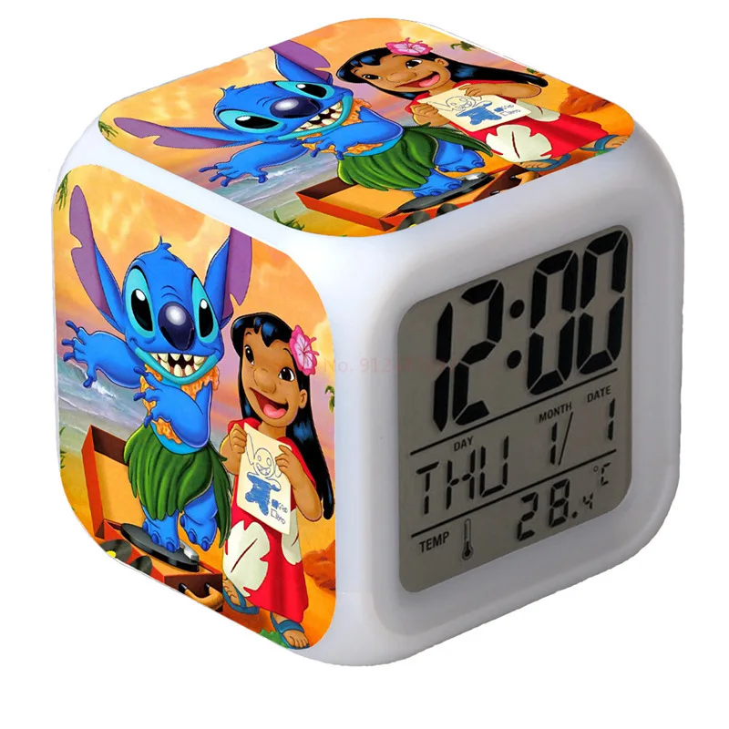 Réveil Disney CAN o Stitch pour enfants, lumière numérique, changement de  document LED, figurine d'action, jouets Kawaii, cadeau d'anniversaire