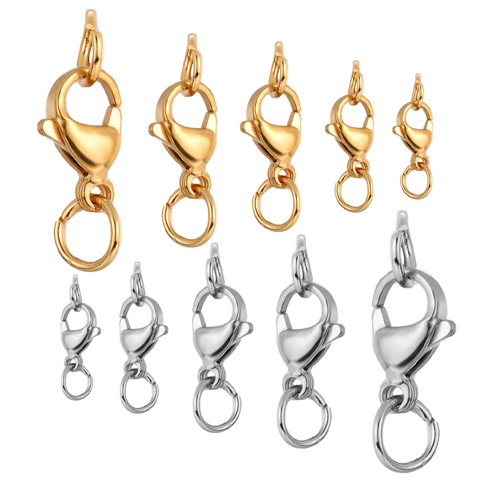 

20pcs Stainless Steel Lobster Clasp with Jump Rings Connector for DIY Bracelet Necklace Chains Jewelry Making Supplies Hooks