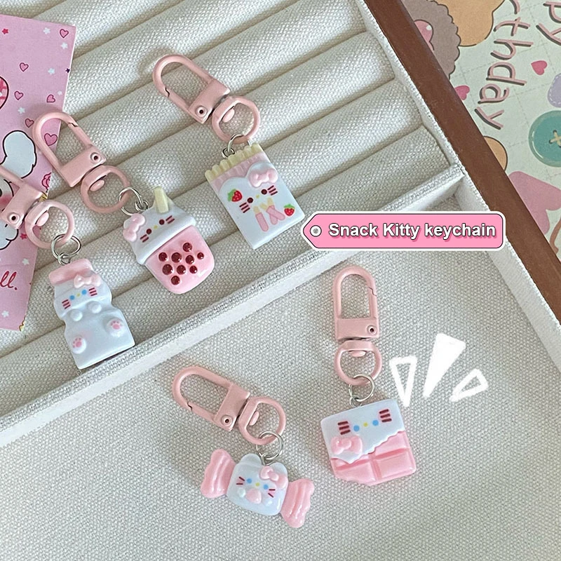 

Милый брелок Sanrio с изображением сладкой еды, Веселый брелок с имитацией еды для девочек, модный брелок с подвеской в виде рюкзака, Ювелирное Украшение, брелок для автомобиля