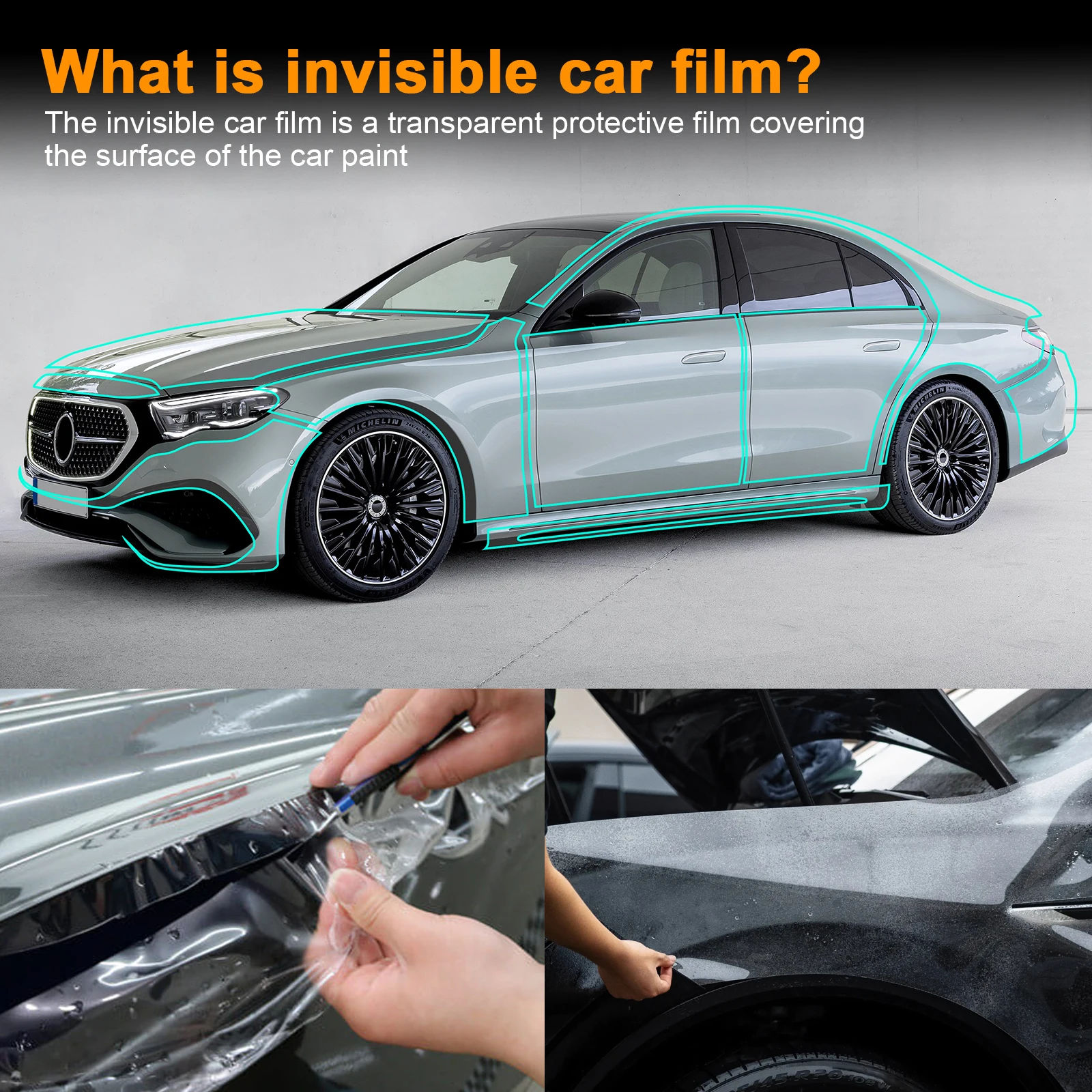 Für Mercedes Benz E-Klasse W214 2024 2025 Unsichtbare Auto-Folierung TPU-Film Schutzschicht Kratzfeste Autoteile Zubehör – Detail 1