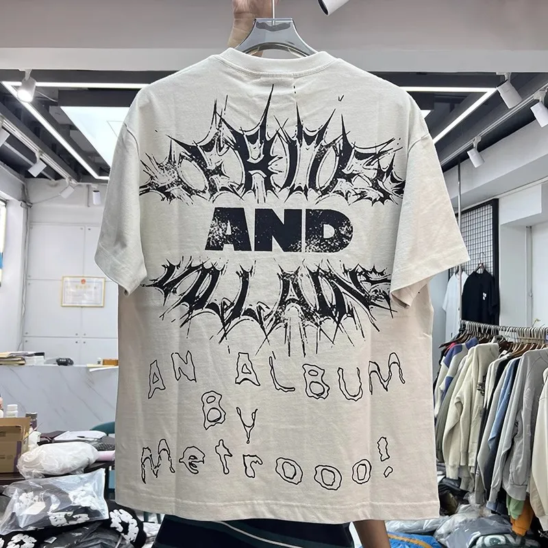 

Round Neck Vintage Apricot T-Shirt Men Women Best Quality Hip-Hop Oversized T Shirt Tops Tee Mon Compte