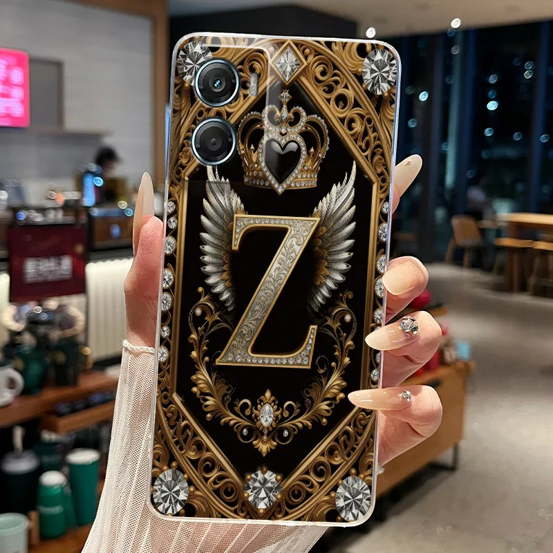 Retro Initial Letter Couple Phone Case - Transparent Soft Silicone Cover, New Fashion Design