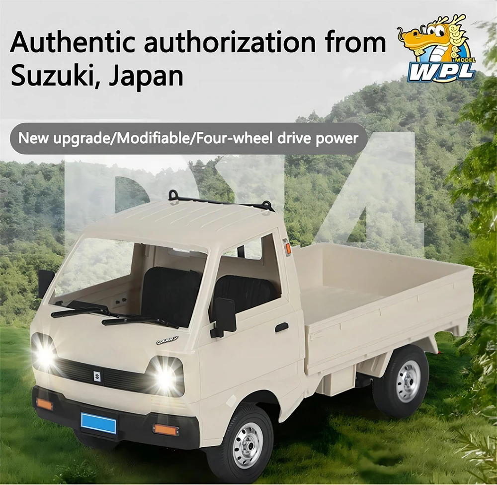 WPL D14 1:10 풀 스케일 4륜구동 RC카 드리프트 무선 조종 자동차 장난감 등반 트럭 LED 라이트 온로드 RC 자동차 트럭