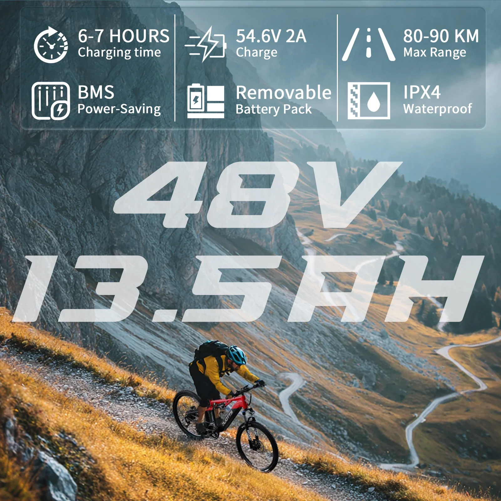 DUOTTS E29 Erwachsenen-Elektrofahrrad 250W Motor Offroad 48V 13,5AH Akku 27,5 Zoll Reifen Allterrain-Fahrrad – Detail 5
