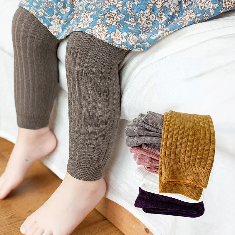 Spring Autumn Baby Pants Newborn Boys Girls Leggings Soft Cotton Stretch Tights Kids Children Knitting Trousers for 0-6 Years knit tights