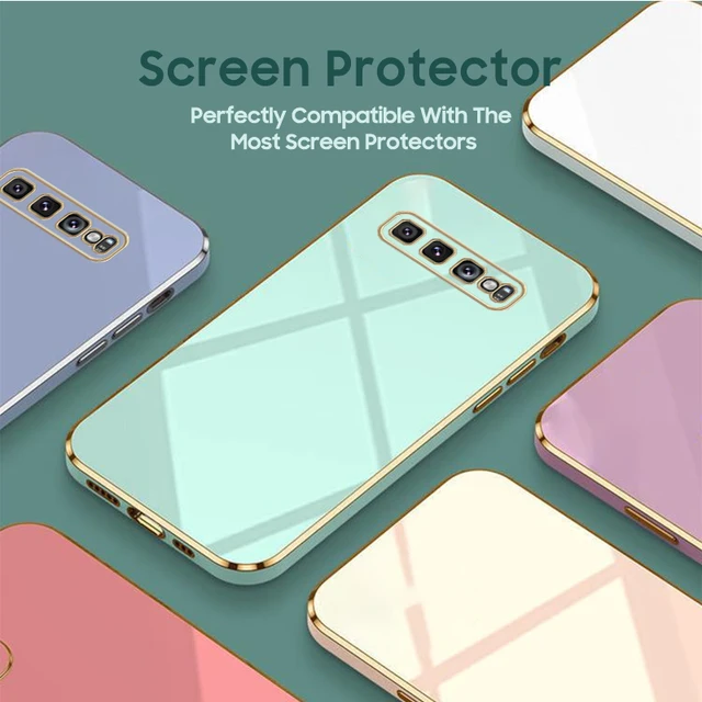 Funda de teléfono de silicona chapada cuadrada de lujo para Samsung Galaxy S10 Plus, cubierta suave ultrafina de protección de 360 grados - Image 2