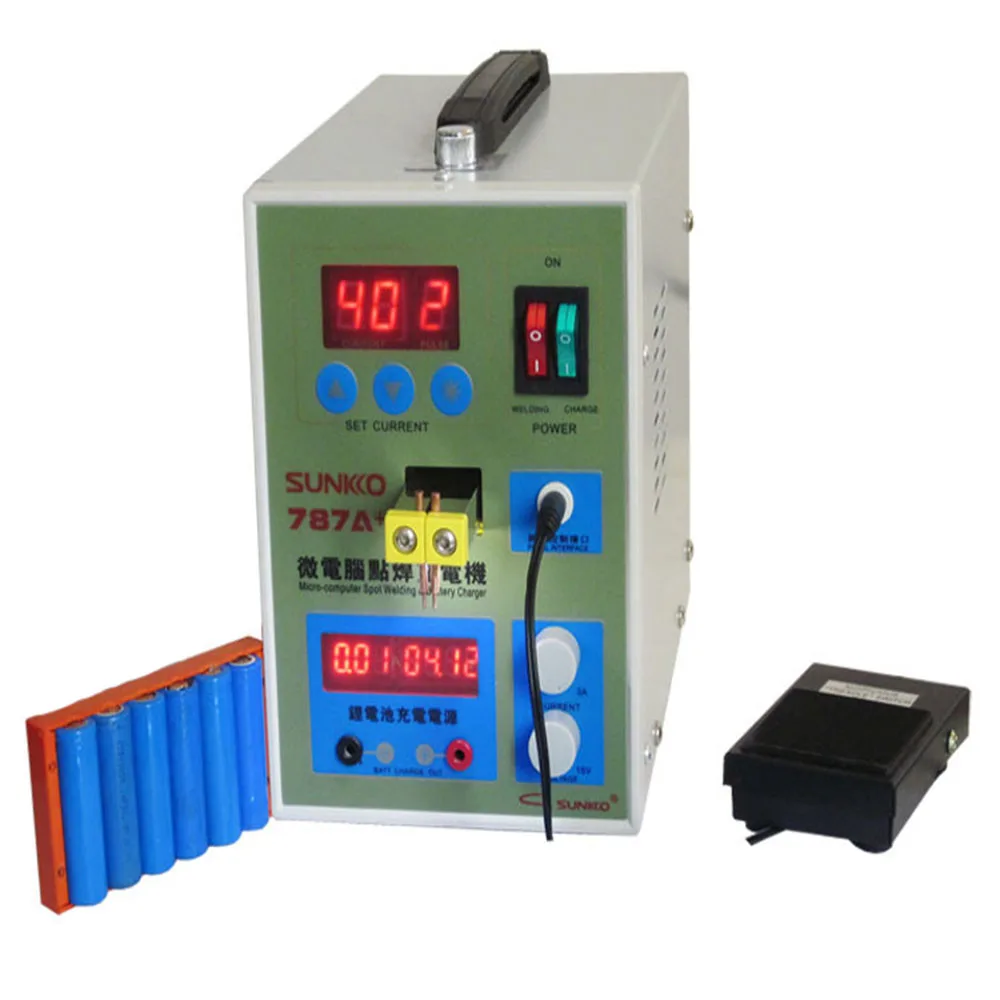 LED Pulse Battery Spot Welder Applicable Notebook Phone Battery Precision Welding Machine with Pedal POWER 787A+ battery butt welding machine double pulse small mcu spot welder battery capability charger foot pedal for 18650 sunkko 787a