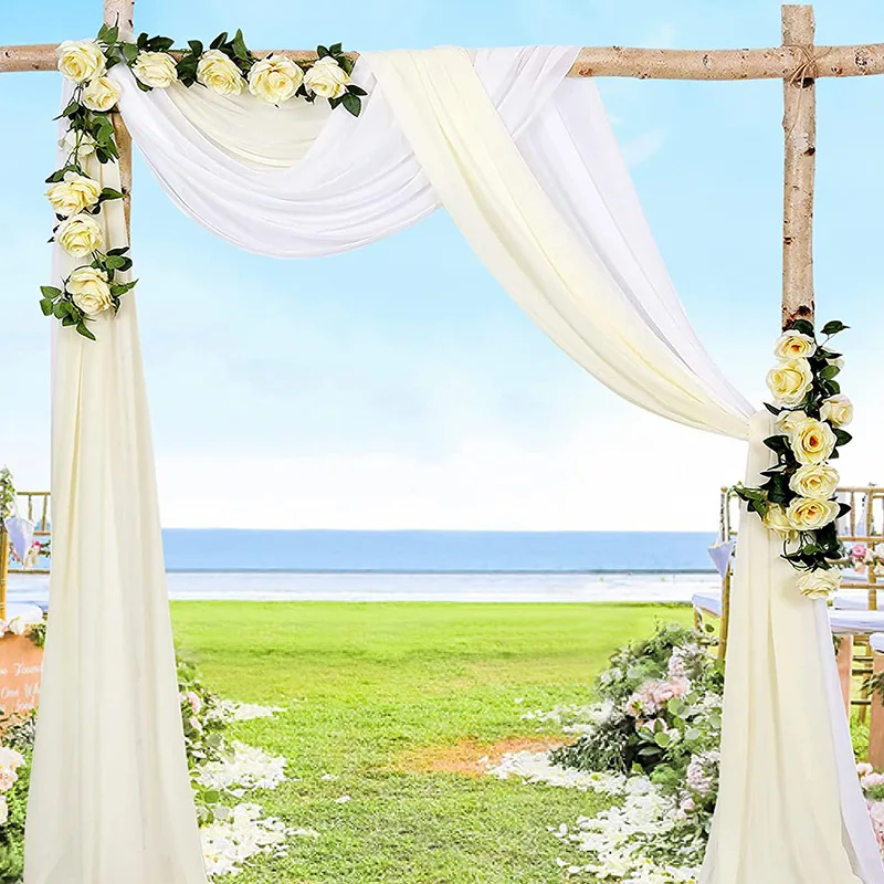 

6 Meters Wedding Arch Drape Fabric Sheer Chiffon Tulle Curtain Backdrop Living Home Drapery Ceremony Reception Swag Decoration