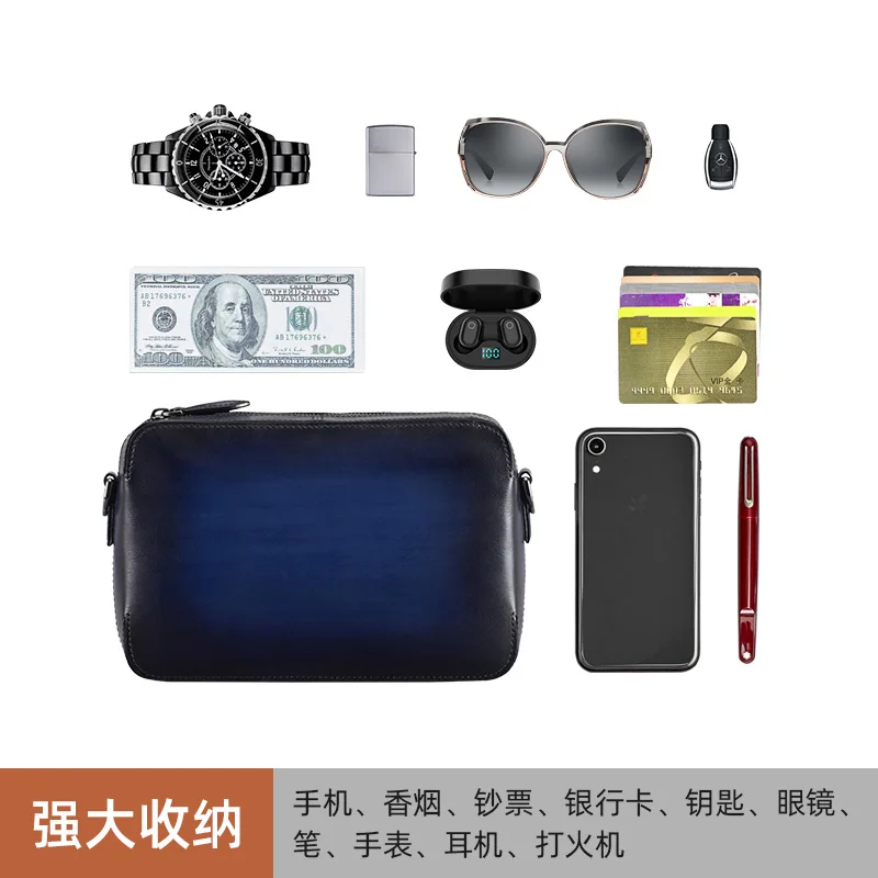 Dimy Crossbody bag men's bag leather business shoulder bag high-end niche men's bag handbag hand-erased vintage messenger bag