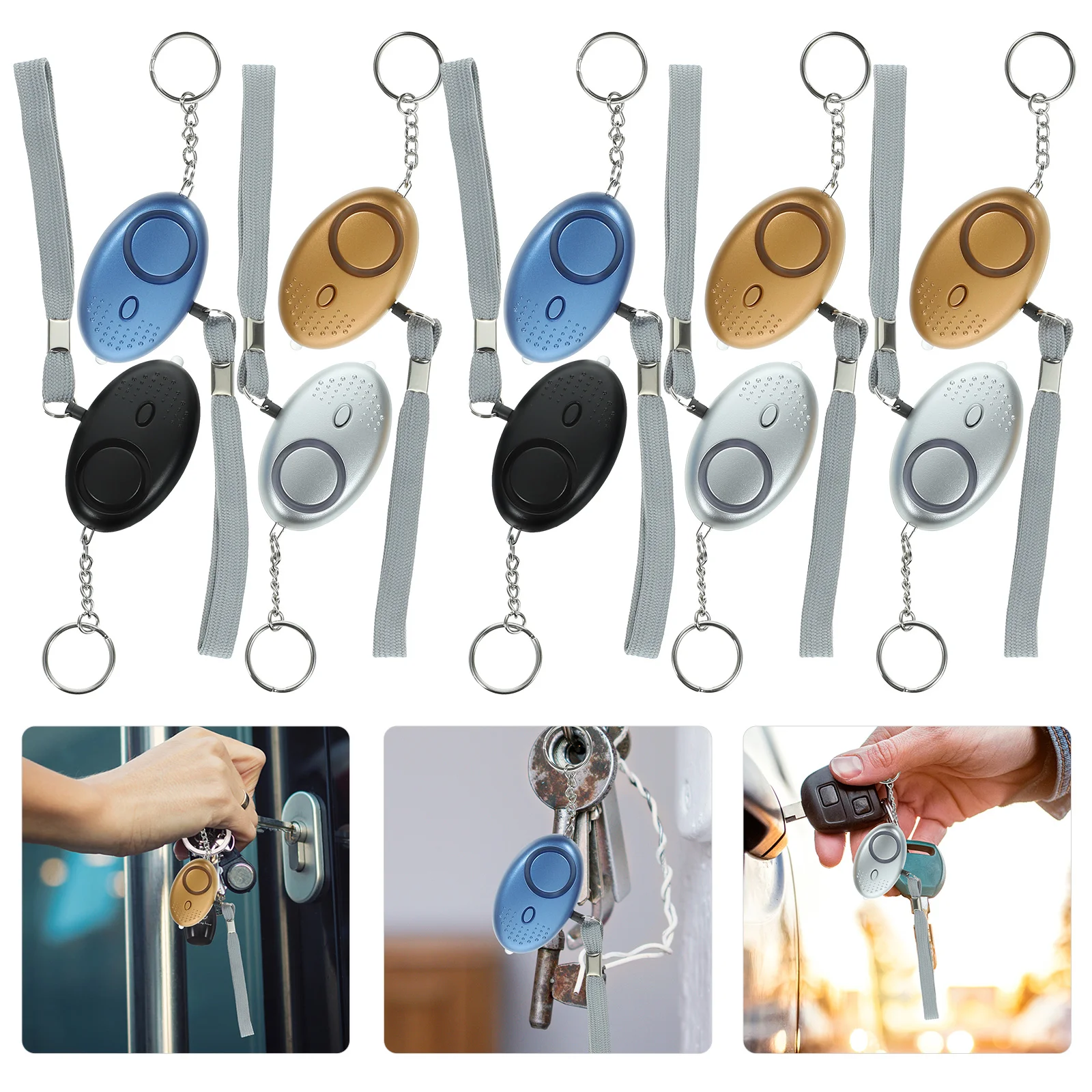 

10pcs Personal Security Alarm Keychain Emergency Safety Alarm with LED Light