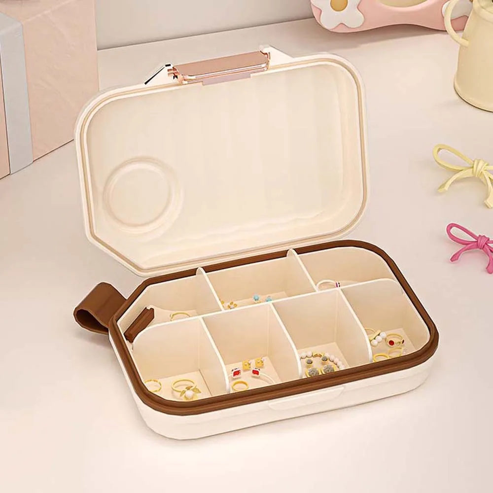 Medication Tracker Portable Travel Pill Organizer Airtight with Lids Pill Dispenser 7 Compartments S/L Weekly Pill Box Home