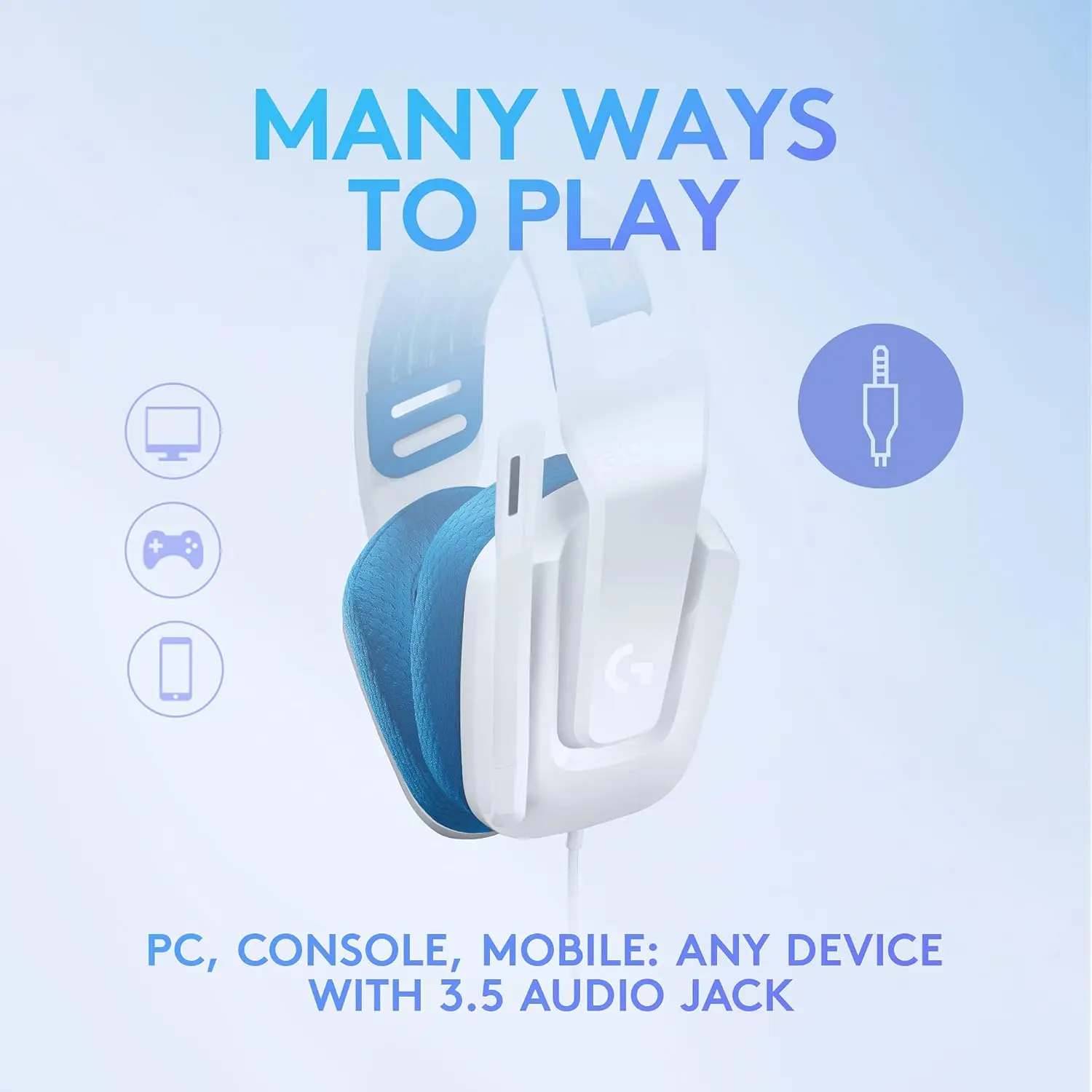 로지텍 G335 유선 게이밍 헤드셋 3.5mm 잭 스테레오 헤드폰 PC PS4 PS5 Xbox 스위치 노트북 게임 스트리밍용 컴포트 마이크