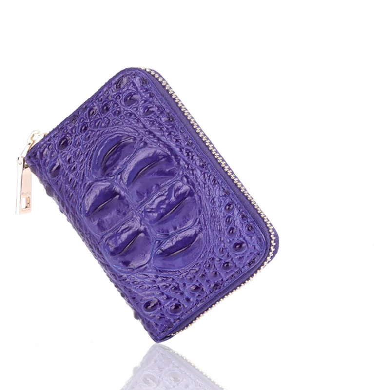 Genuine Leather Women Fashion Business Wallet High Quality Mini Zipper Multi Namecard Holder Cards Purses Luxury Small Billfold