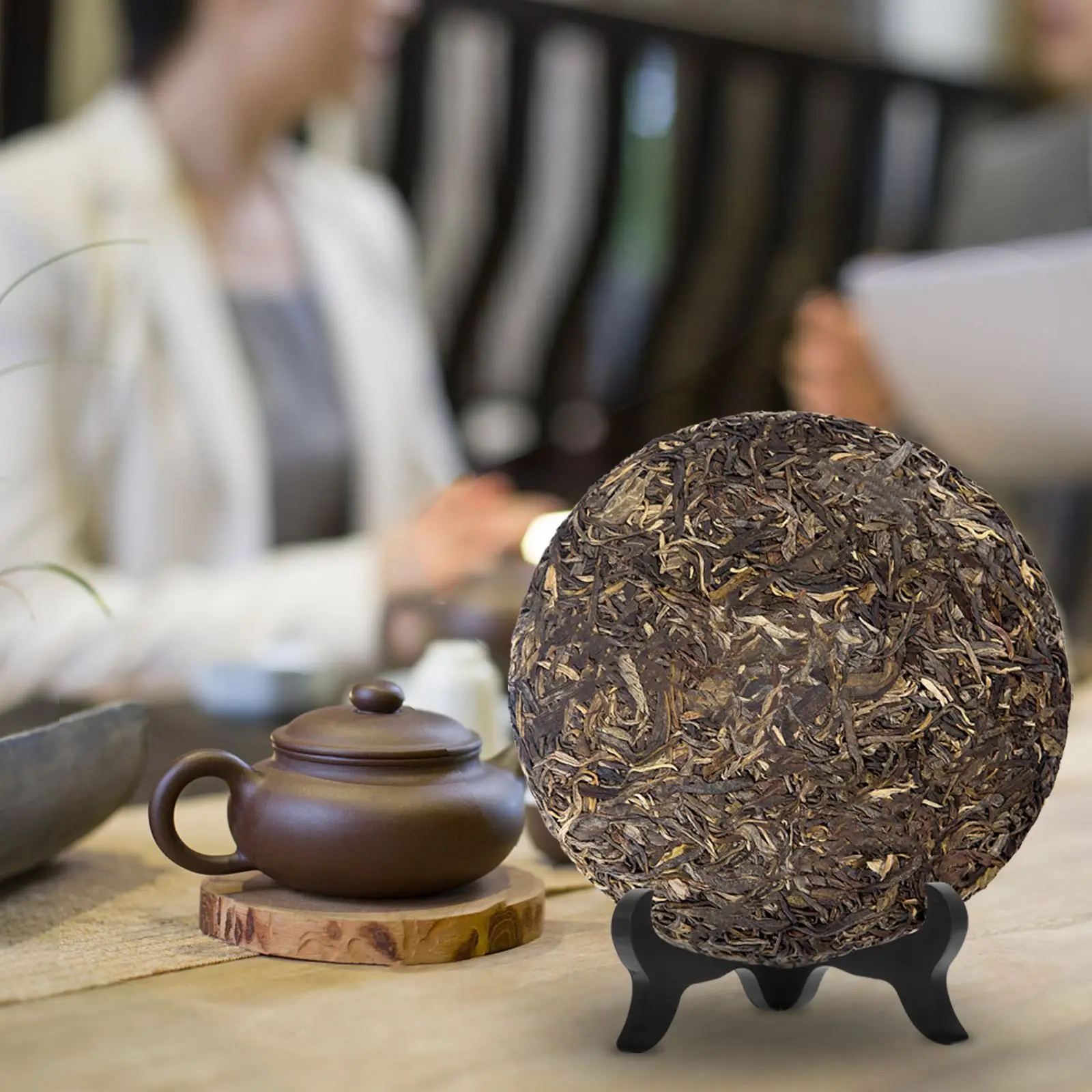 Plate Stand Ornament Stand Tea Cake White Tea Puer Display Frame Display Tabletop Showcase Rack