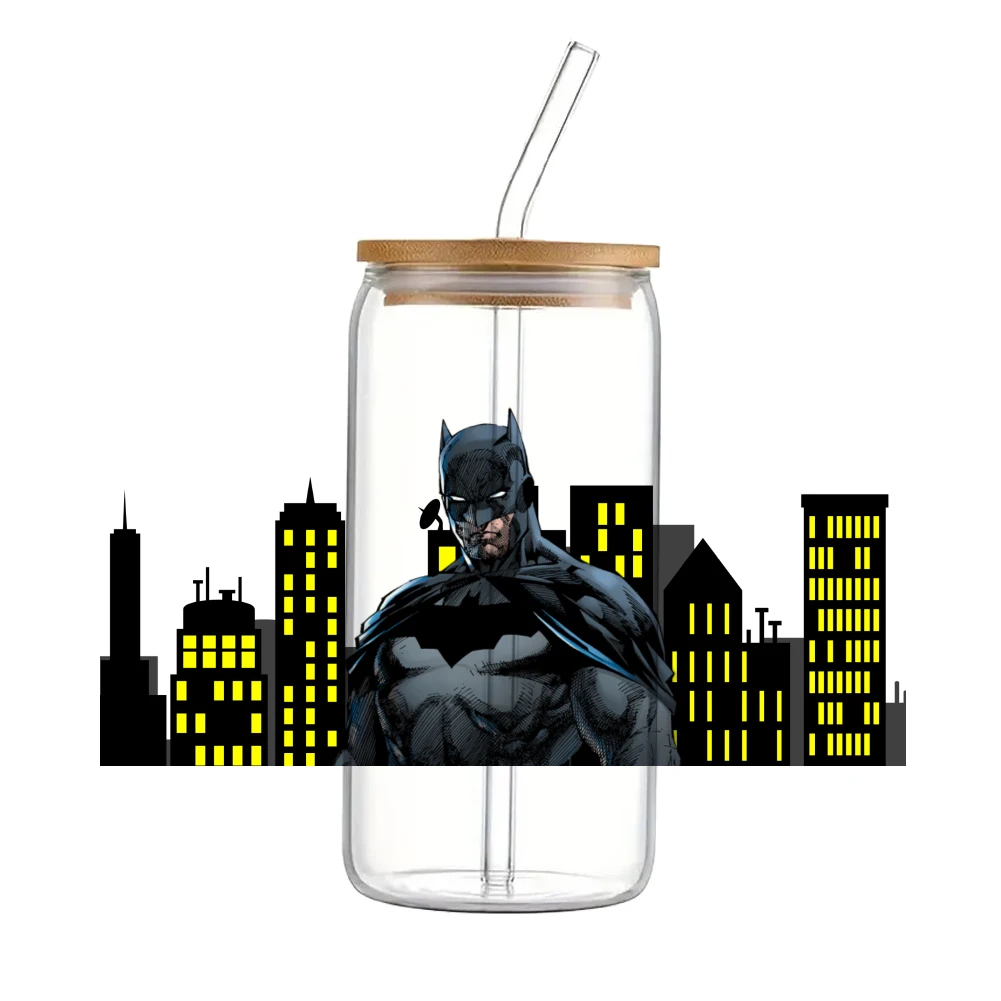 Hot Batman Heros Printed UV DTF Transfer Sticker Waterproof For 16oz Glass Cup Wrap Stickers,dtf transfer stickers