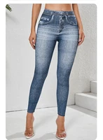 Leggings rétro non en jean pour femmes, leggings de sport slim, pantalons de fitness taille haute, vêtements de sport, leggings de course à séchage rapide 3