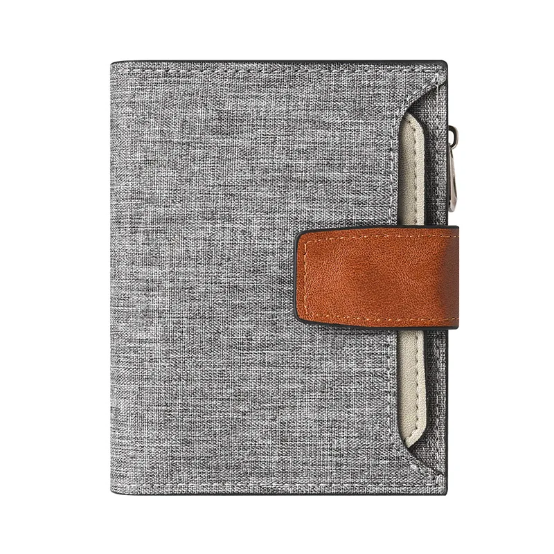 Canvas Mens Vertical Large Capacity Multi-Function Zip Wallet