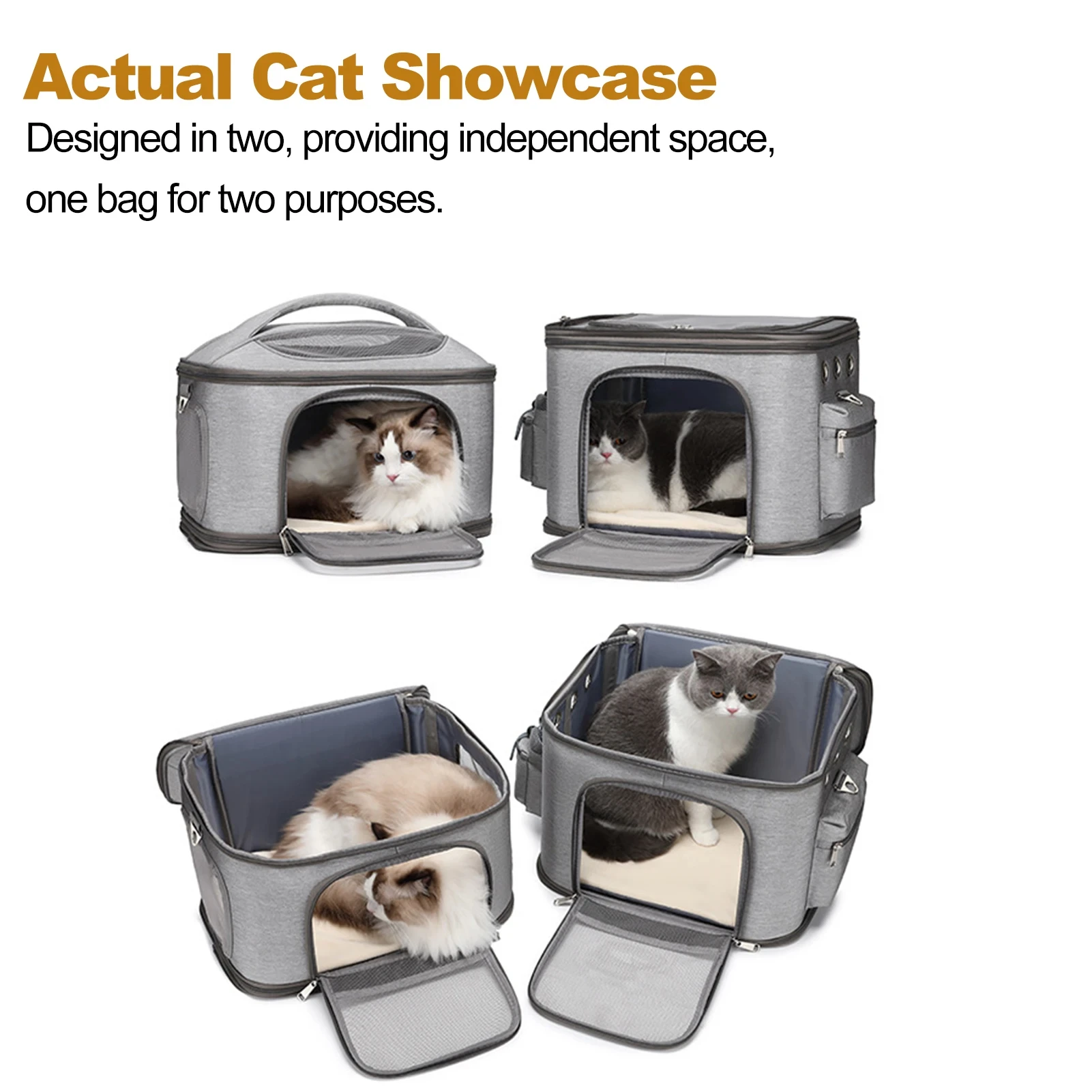 Double Layer Pet Backpack Oxford Cloth Portable Large Capacity Carrier Bag Can Accommodate Two Cat Outdoor Travel Cat Bag pet carrier bag pet carrier backpack pet bag