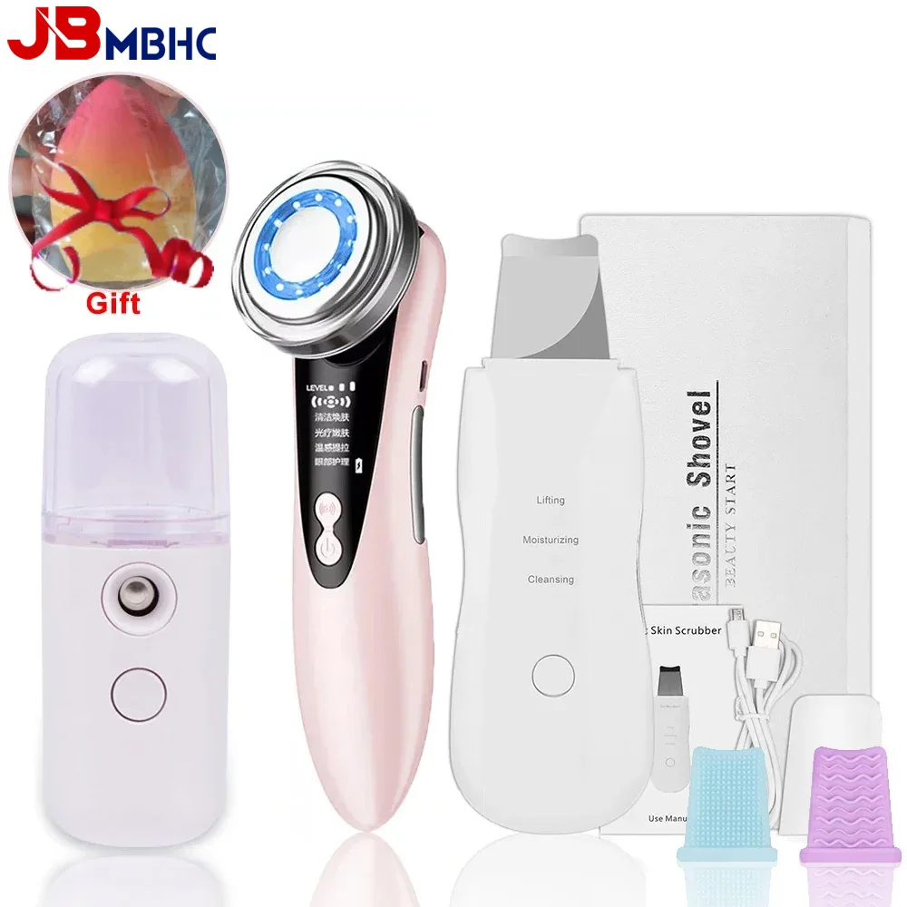 Ultrasonic Skin Scrubber Kit Vibration Face Spatula Blackhead Remover EMS LED Facial Massager Cavitation Peeling Facial Lifting blackhead remover facial cleaner facial scrubber skin scraper scraping instrument