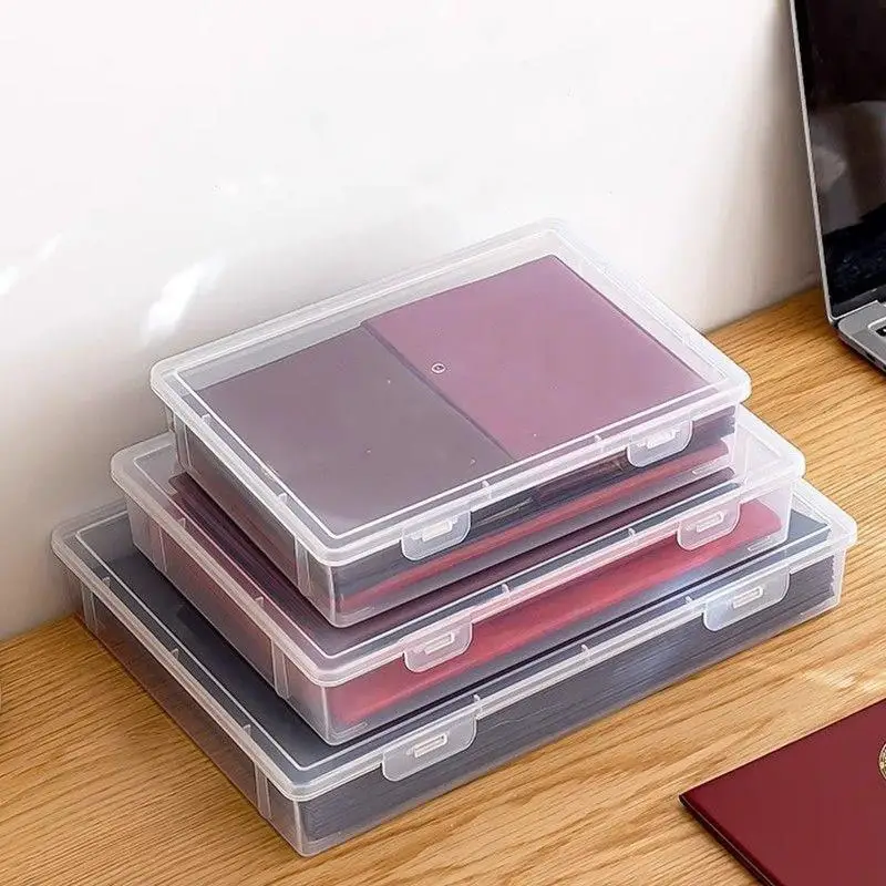 Plastic Document Storage Container Large Capacity Transparent A4/A5 Flie Paper Organizer Box Office Desktop Accessories