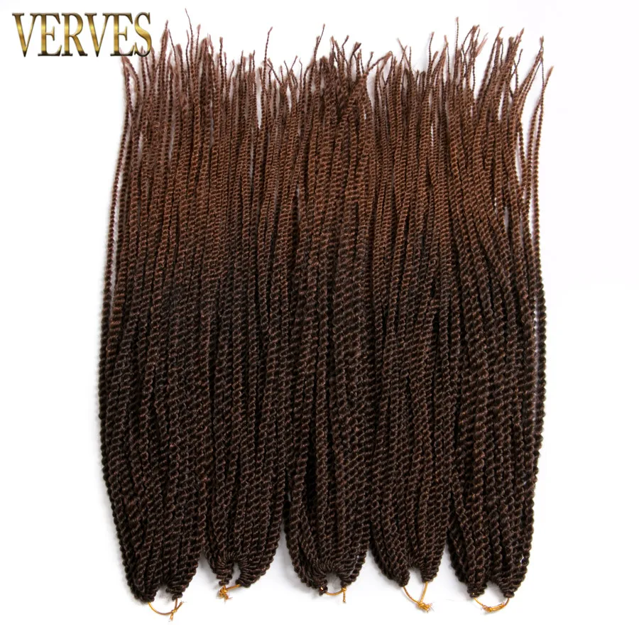 

VERVES Synthetic Braiding Hair Extensions 1 Pack Ombre Crochet Braids 30 Strands/Pack 18 Inch Small Senegalese Twist Hair