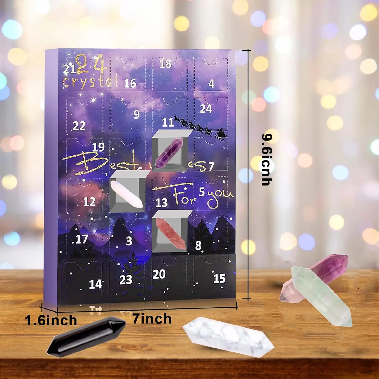 24 Days Crystal Advent Calendar 24 Days Crystal Christmas Advent Blind Box for Christmas Countdown Holiday
