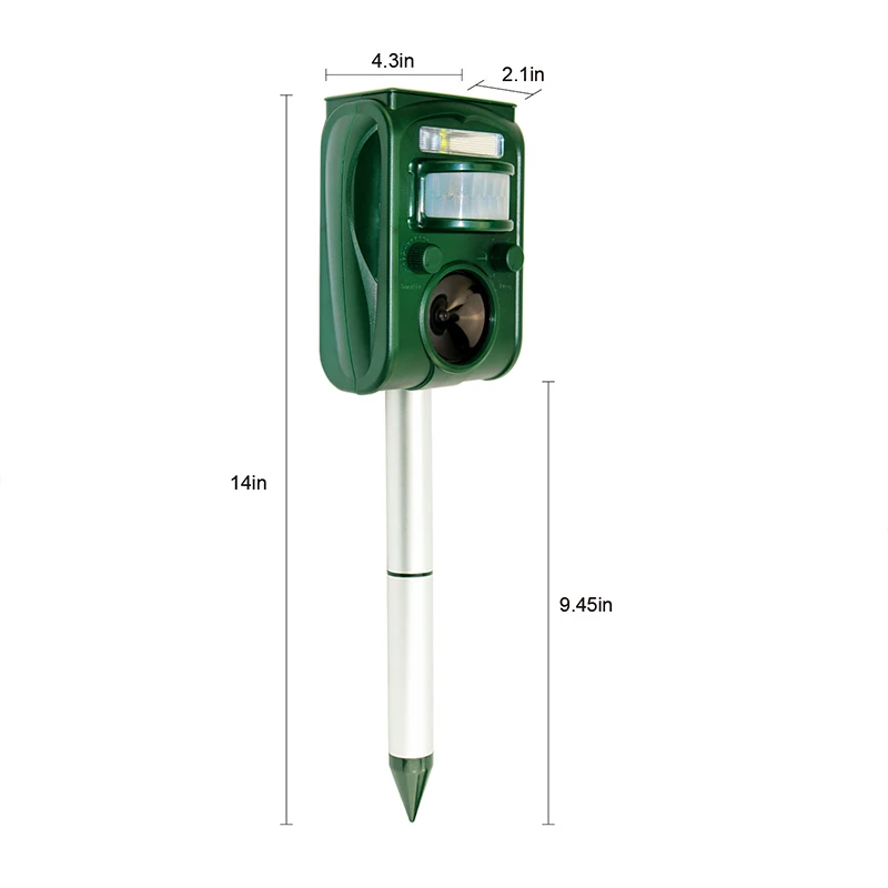 Animal Repeller Solar Powered Outdoor Ultrasonic Repellent PIR Sensor Garden Pest Mouse Bird Bat Repellent Keep Animals Away
