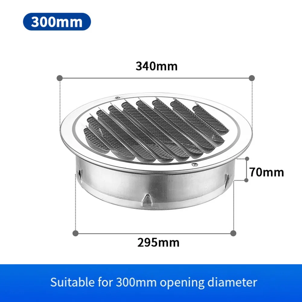 Round Stainless Steel Air Vent Grille Insect Protection Exterior Wall Ducting Ventilation Tool 80/100/120/150/160/180/200/300mm air vent grille ventilation grille