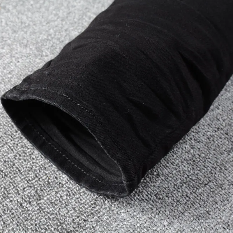 High Street Fashion Men Jeans Black Stretch Skinny Fit Ripped Jeans Men Hole Designer Hip Hop Brand Denim Pencil Pants Hombre