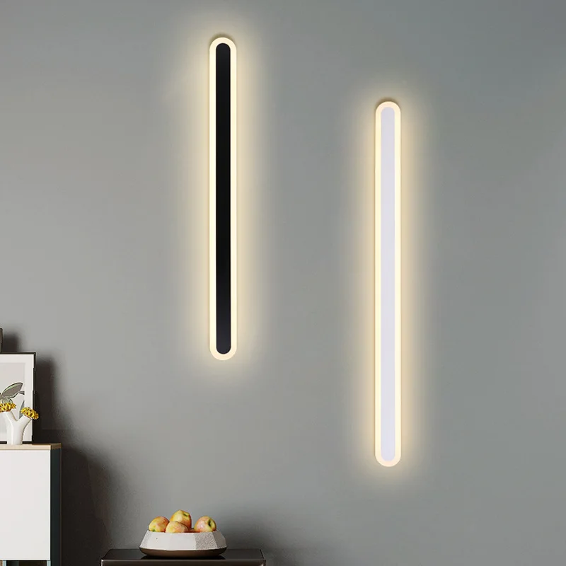 

Nordic Ｍinimalist Led Wall Lamp Long Strip Bedroom Bedside Modern Background TV Living Room Staircase Aisle Lighting