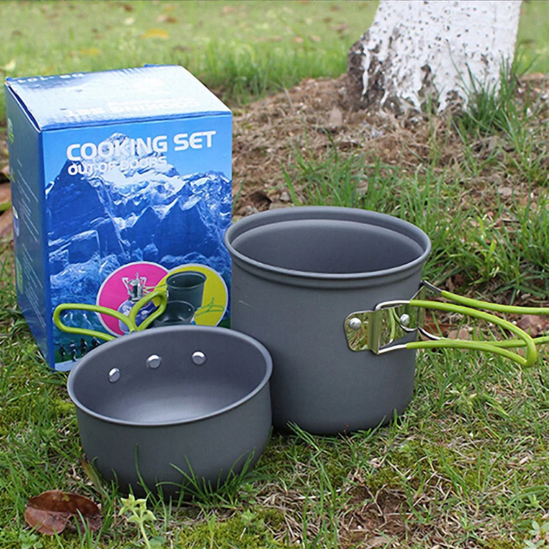 Winpolar Lightweight Hiking Portable Camping Cookware Cooking Mess Set With Mesh Bag