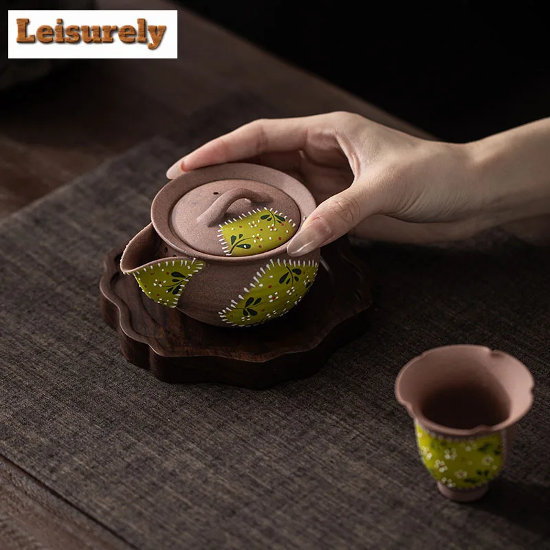 150ml Hand Painted Old Rock Clay Treasure Bottle Teapot Retro Tea Infuser Pot Tea Maker Kettle With Strainer Teaset Pot Bearing